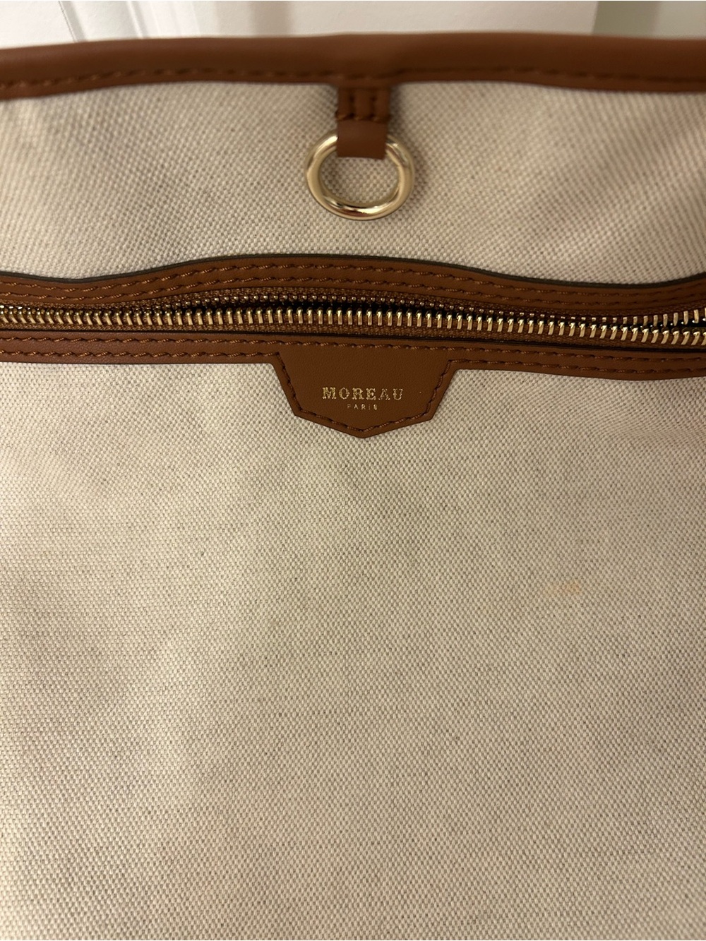 Moreau Paris Coated Canvas Tote Bag in Brown and Cream- EUC - Picture 3 of 9